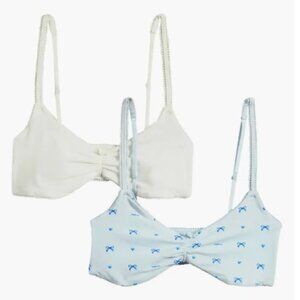 SKIMS White and Light Blue Bras Set